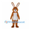Rabbit Mascot Costume in Brown with White Belly and Tall Ears