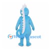 Seahorse Mascot Costume in Blue with White Back Spines