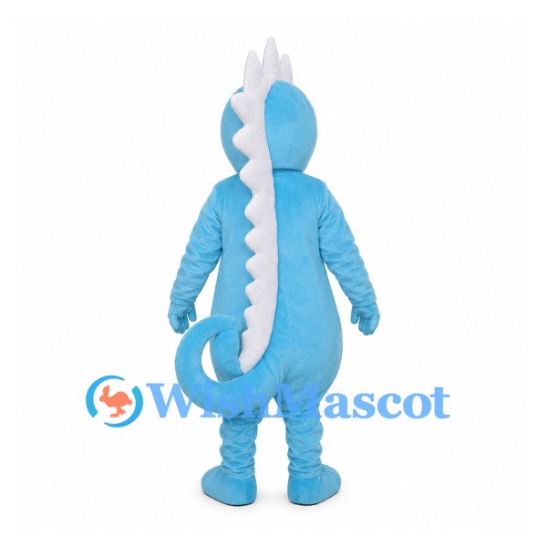 Seahorse Mascot Costume in Blue with White Back Spines