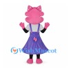 Cat Mascot Costume in Pink with Purple Dress and Head Bow