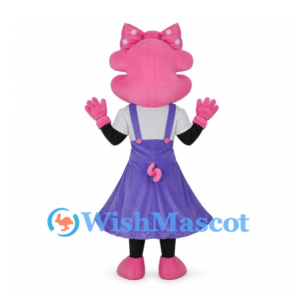 Cat Mascot Costume in Pink with Purple Dress and Head Bow