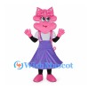 Cat Mascot Costume in Pink with Purple Dress and Head Bow