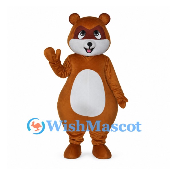 Bear Mascot Costume in Brown with White Belly and Cheeks