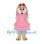 Rabbit Mascot Costume with Pink Dress and Long Cream Ears