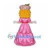 Doll Mascot Costume with Shiny Pink Gown and Floral Hat