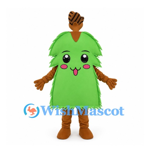 Tree Mascot Costume with Lime Green Leaves and Branch Tuft