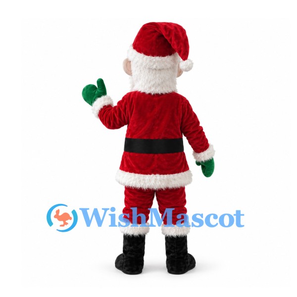 Santa Claus Mascot Costume with Red Suit and Green Mittens