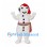 Snowman Mascot Costume with Red Hat and Rainbow Waist Sash