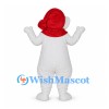 Snowman Mascot Costume with Red Hat and Scarf