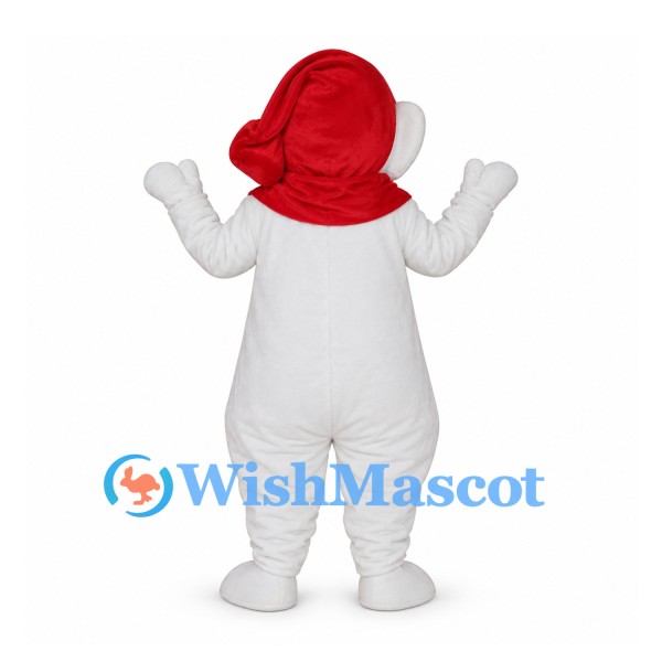 Snowman Mascot Costume with Red Hat and Scarf