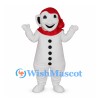Snowman Mascot Costume with Red Hat and Scarf