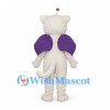Winged Cat Mascot Costume in White with Purple Wings