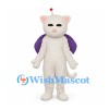 Winged Cat Mascot Costume in White with Purple Wings