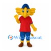 Elephant Mascot Costume in Yellow with Red Shirt and Blue Cap