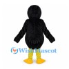 Black Duck Mascot Costume with Yellow Feet and Orange Bill