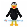 Black Duck Mascot Costume with Yellow Feet and Orange Bill