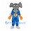 Elephant Mascot Costume in Blue with Gray Head and Yellow Tie