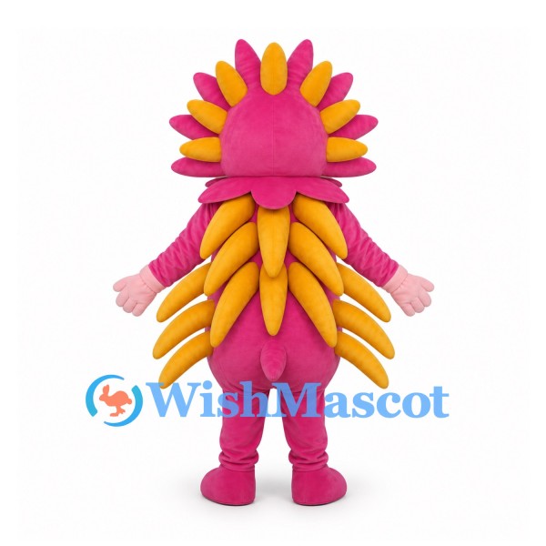 Hedgehog Mascot Costume in Pink with Yellow Spines