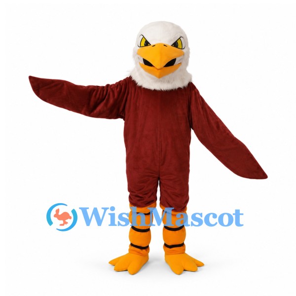 Bald Eagle Mascot Costume with Brown Wings and White Head