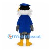 Graduation Owl Mascot Costume with Blue Gown and Mortarboard