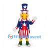 Bald Eagle Mascot Costume with Patriotic Top Hat and Striped Shorts