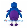 Bird Mascot Costume in Blue with Long White Beak and Purple Feet