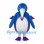Bird Mascot Costume in Blue with Long White Beak and Purple Feet