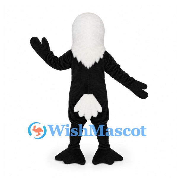 Bald Eagle Mascot Costume in Black with White Head and Neck