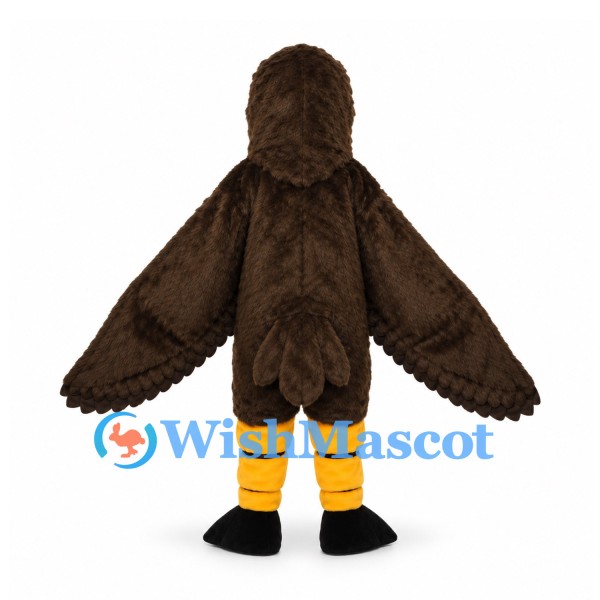 Eagle Mascot Costume in Brown with Yellow Beak and Feet