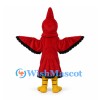 Cardinal Mascot Costume in Red with Black Wing Trim