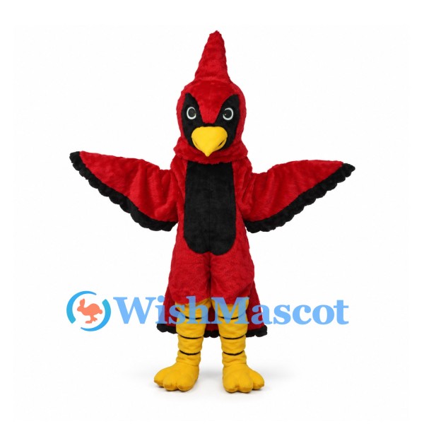 Cardinal Mascot Costume in Red with Black Wing Trim