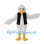 White Bird Mascot Costume with Black Vest and Yellow Beak