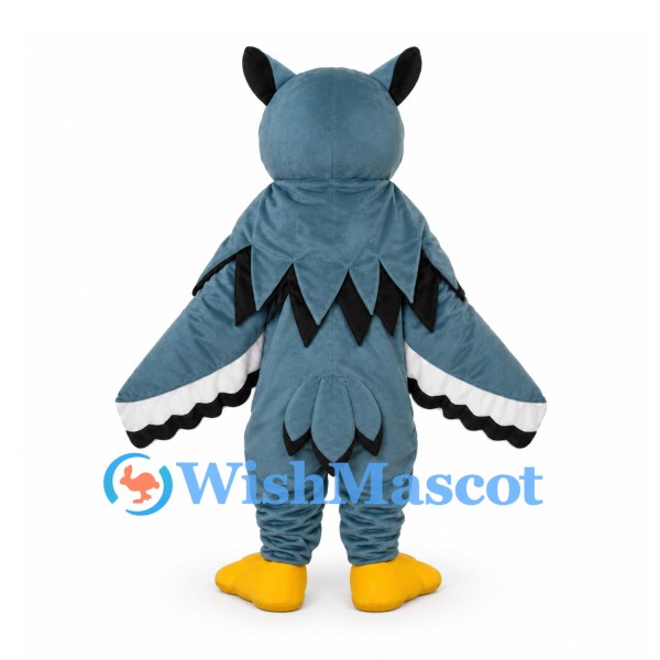 Owl Mascot Costume in Blue Gray with Layered Wings
