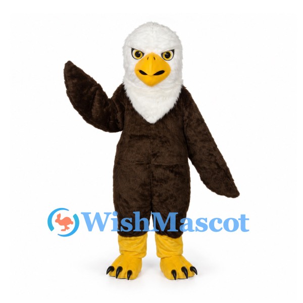 Bald Eagle Mascot Costume in Brown with White Head and Tail