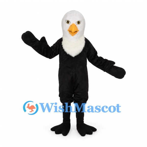 Bald Eagle Mascot Costume in Black with White Head