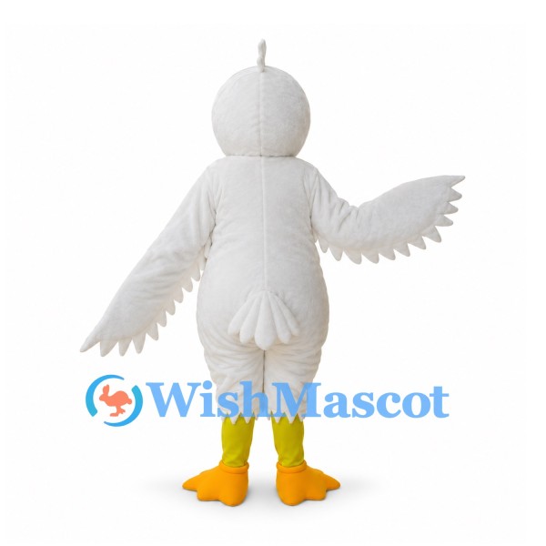 Eagle Mascot Costume in White with Yellow Beak and Winged Arms