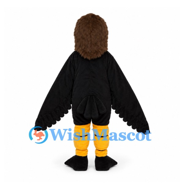 Eagle Mascot Costume with Brown Head and Black Wings