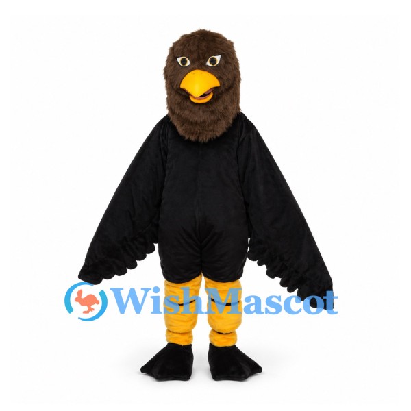Eagle Mascot Costume with Brown Head and Black Wings