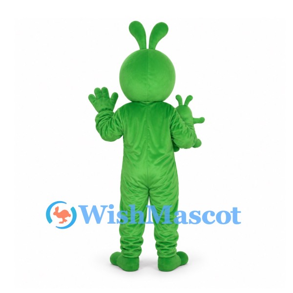 Alien Mascot Costume in Green with Antennae and Shoulder Creature