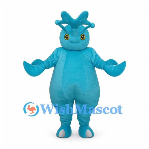 Alien Mascot Costume in Turquoise with Horns and Pointed Ears