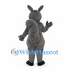Rabbit Mascot Costume in Gray with White Belly and Black Feet
