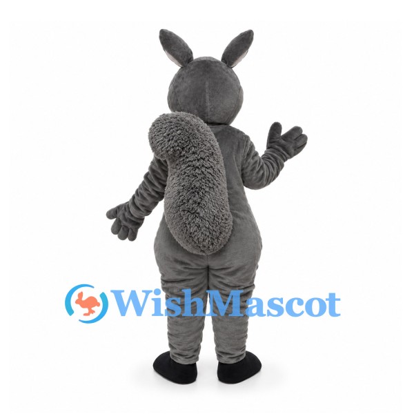 Rabbit Mascot Costume in Gray with White Belly and Black Feet