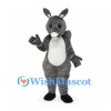 Rabbit Mascot Costume in Gray with White Belly and Black Feet