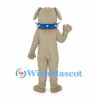 Dog Mascot Costume in Beige with Blue Studded Collar