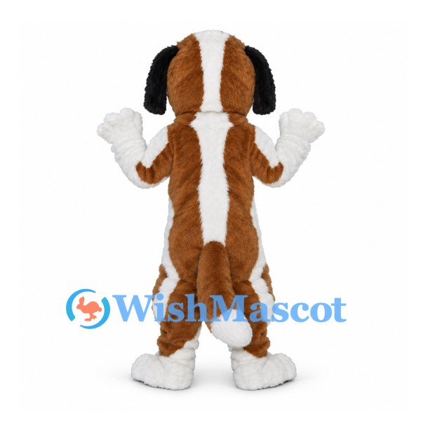 Saint Bernard Dog Mascot Costume with Brown and White Fur and Rescue Pouch