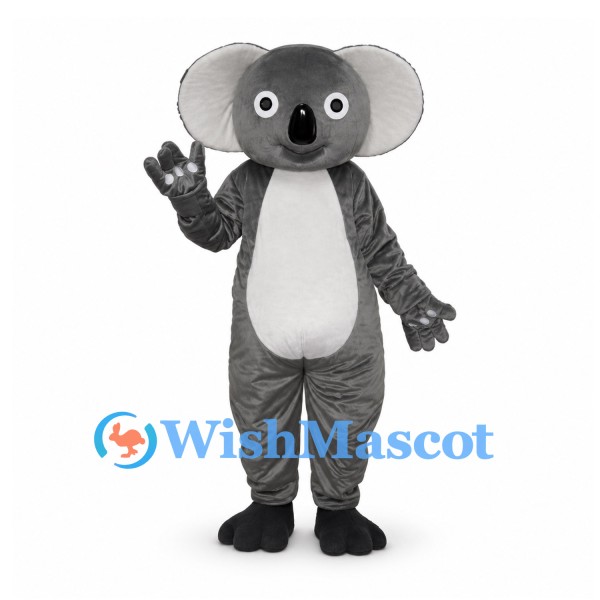 Koala Mascot Costume in Dark Gray with White Belly