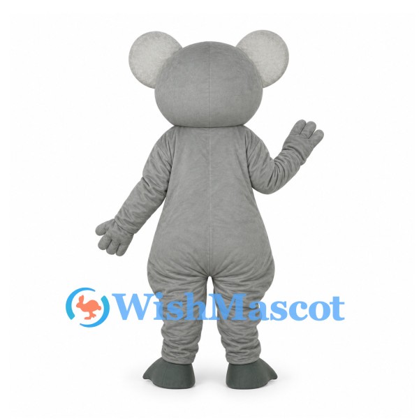 Koala Mascot Costume in Light Gray with Blue Eyes