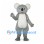 Koala Mascot Costume in Light Gray with Blue Eyes