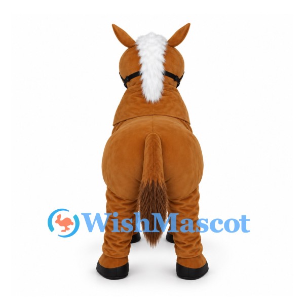 Horse Mascot Costume in Brown with White Mane and Four Legs