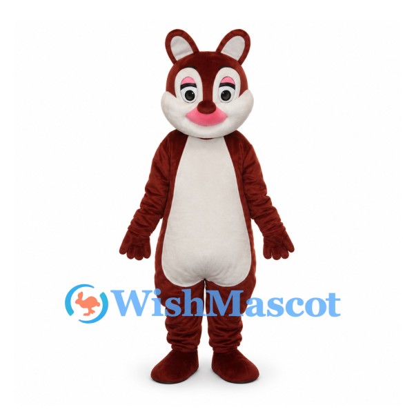 Squirrel Mascot Costume in Reddish Brown with White Belly